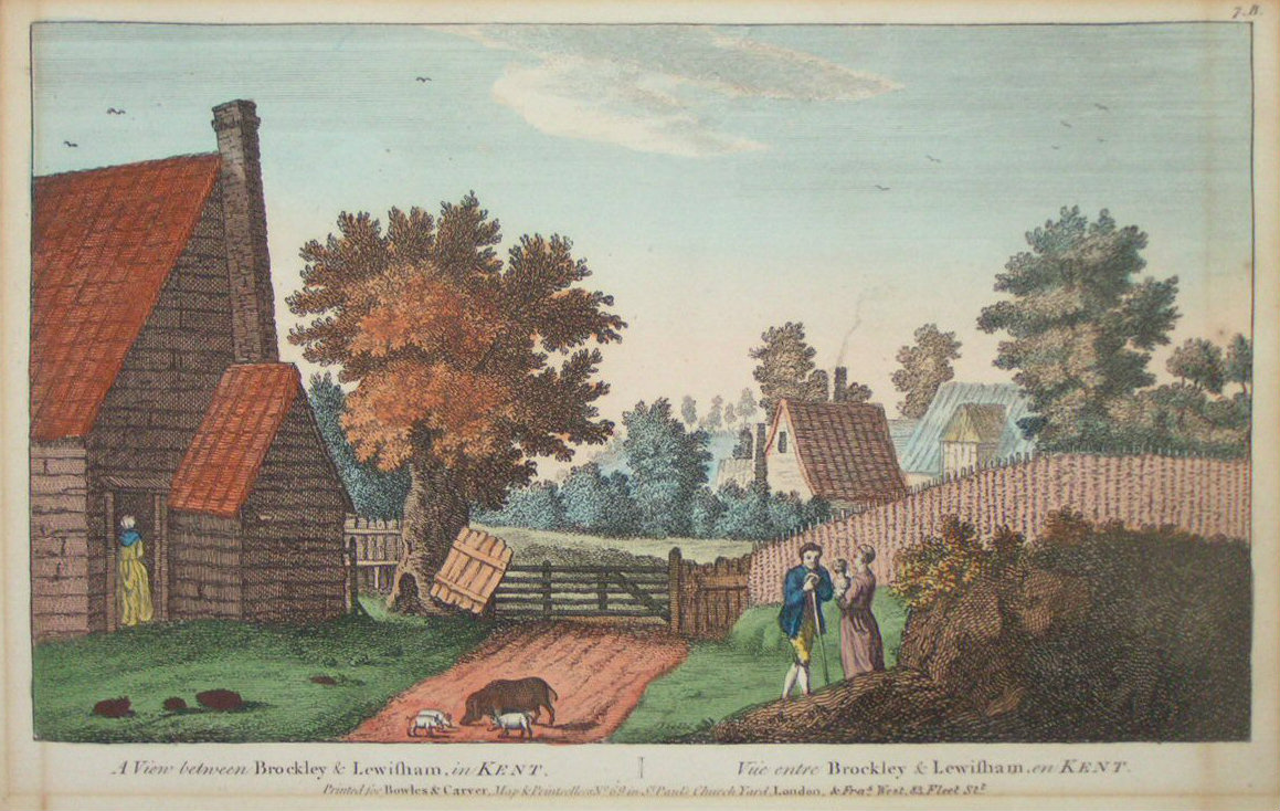 Print - A View between Brockley & Lewisham, in Kent. Vue entre Brockley & Lewisham, en Kent.